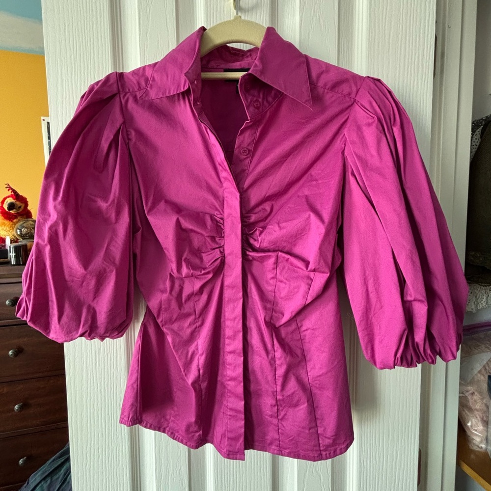 Bebe Fuchsia Button Down Blouse - image 1